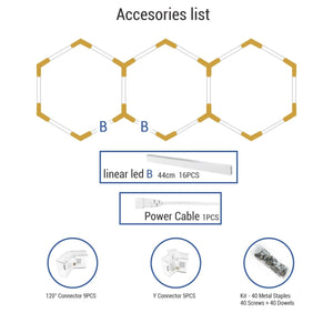 Lámpara LED hexagonal - 6500K - 3 hexágonos - 440cm - Barcelona Led-