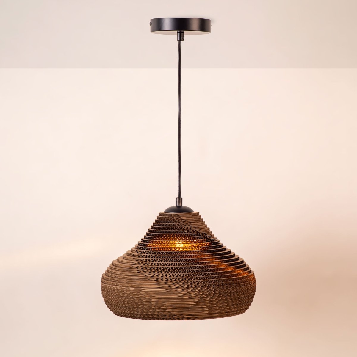 Lámpara colgante de cartón corrugado "KUMO" - E27 - Barcelona Led-Decoración