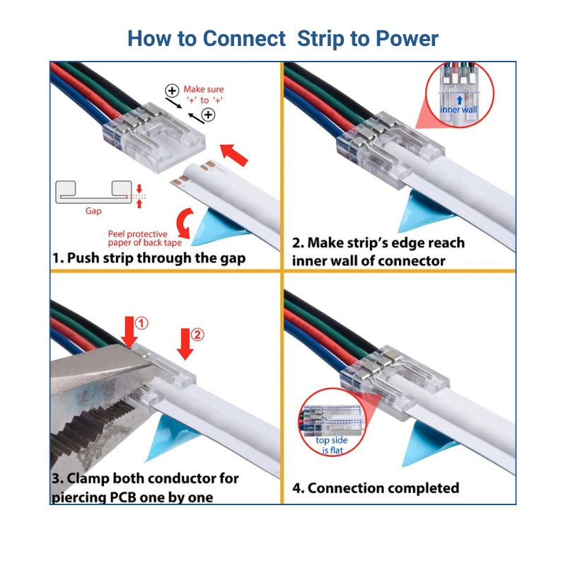 Conector tira LED COB a fuente de alimentación - RGB - 10mm - IP20 (1)