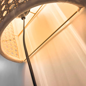 Aplique de pared de mimbre "BERGIN" - E27 - Interruptor y enchufe (3)