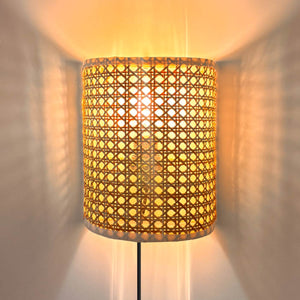 Aplique de pared de mimbre "BERGIN" - E27 - Interruptor y enchufe - Barcelona Led-Decoración