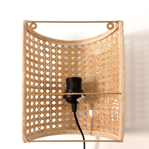 Aplique de pared de mimbre "BERGIN" - E27 - Interruptor y enchufe (7)