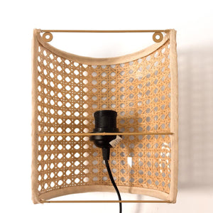 Aplique de pared de mimbre "BERGIN" - E27 - Interruptor y enchufe - Barcelona Led-Decoración