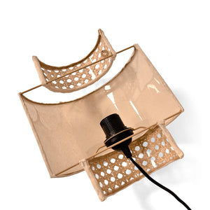 Aplique de pared de mimbre y tela "HANS" - E27 - Interruptor y enchufe (5)