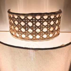 Aplique de pared de mimbre y tela "HANS" - E27 - Interruptor y enchufe (6)