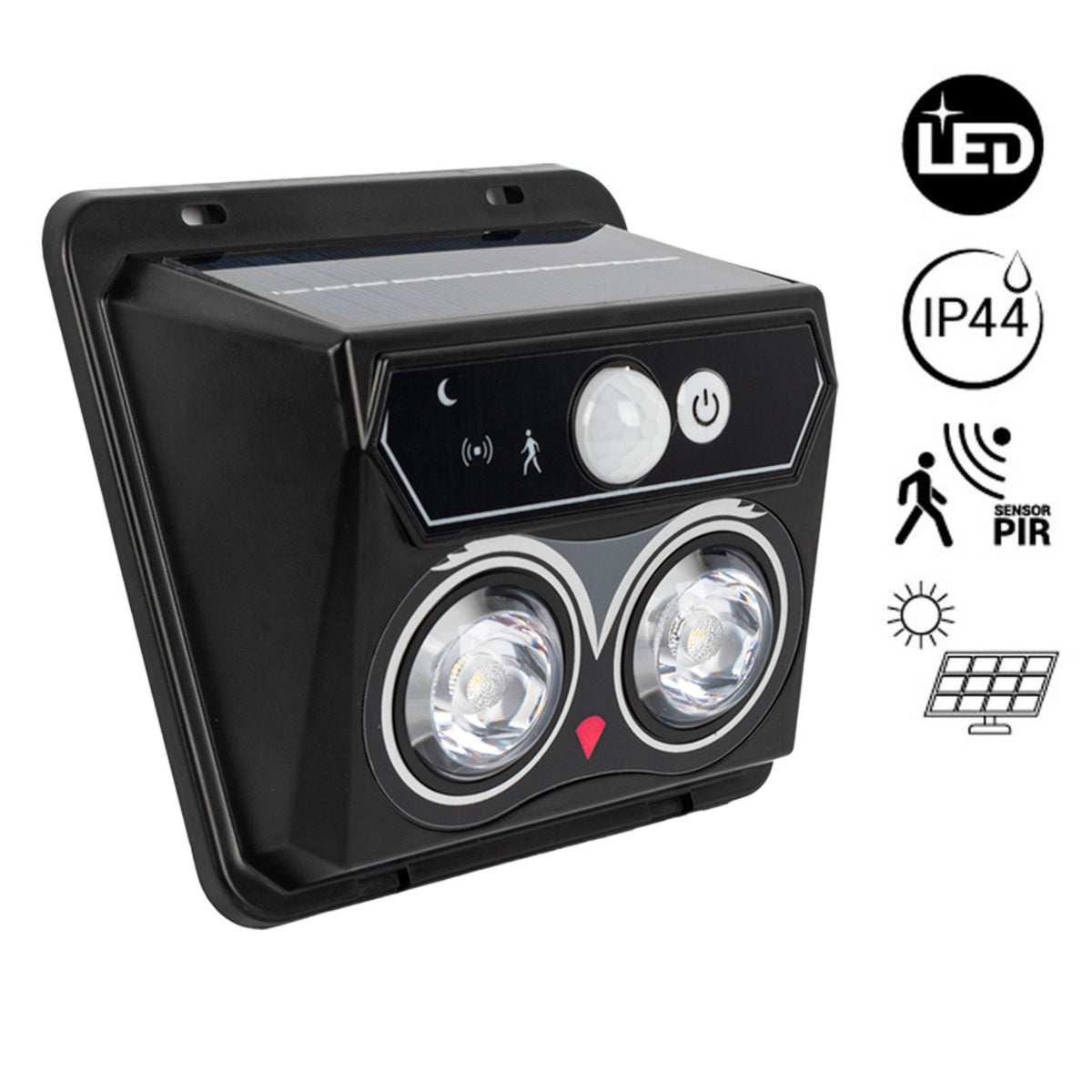 Aplique solar exterior de pared con sensor PIR - 1W (2x0,5W) - IP44