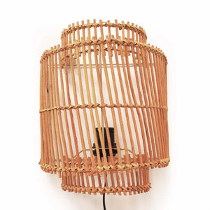 Aplique de pared de Ratán "SILIA" - E27 - Interruptor y enchufe (4)