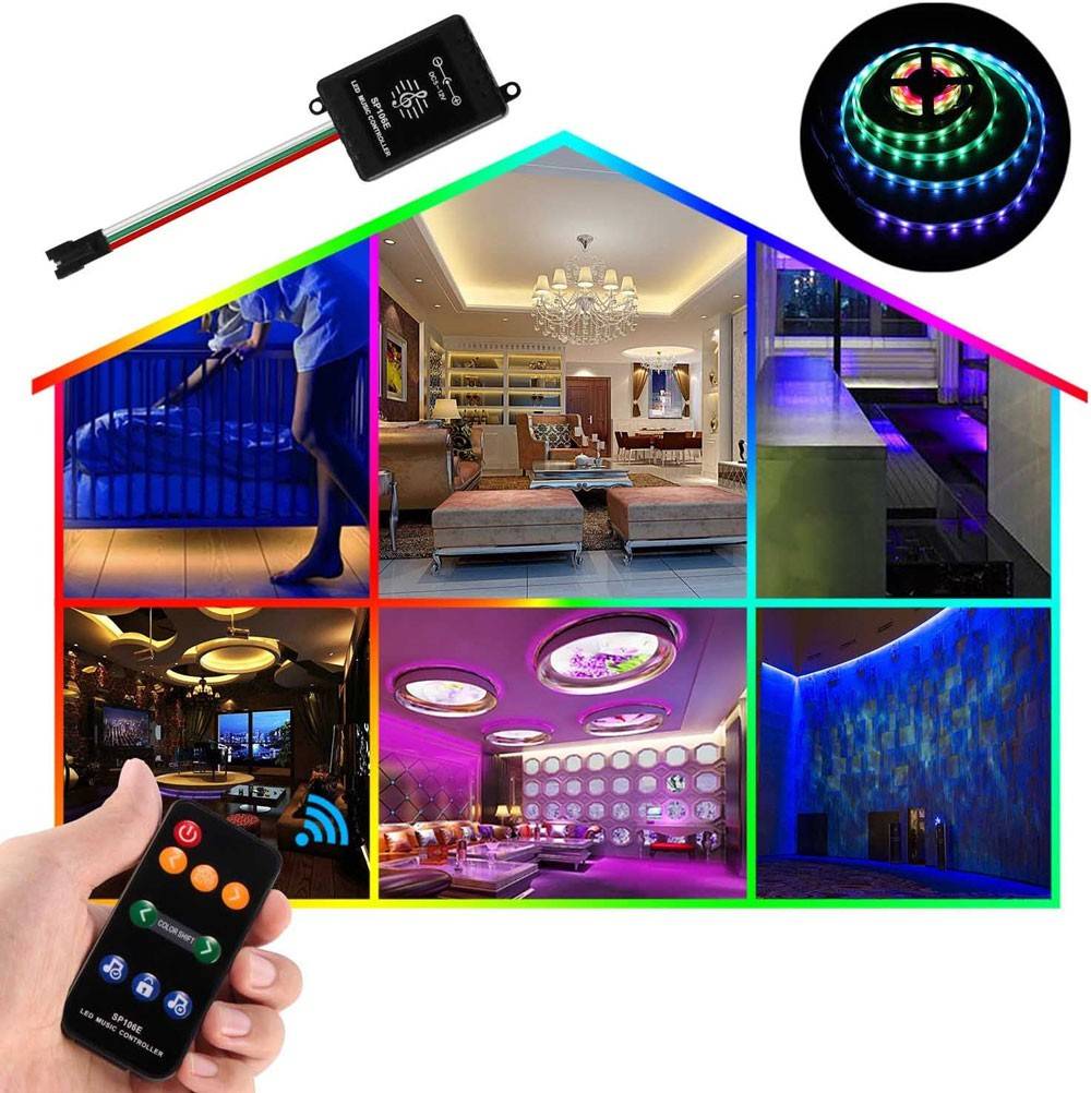 Controlador musical LED IC Pixel RGB/RGBW con mando a distancia - 5-12V DC - 600 pixeles - Barcelona Led-Control y regulación