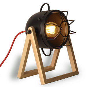 Lámpara de mesa de madera vintage "TACHICOM" E27 (6)