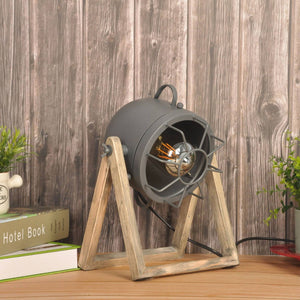 Lámpara de mesa de madera vintage "TACHICOM" E27 (13)