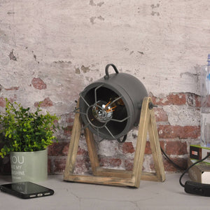 Lámpara de mesa de madera vintage "TACHICOM" E27 (14)