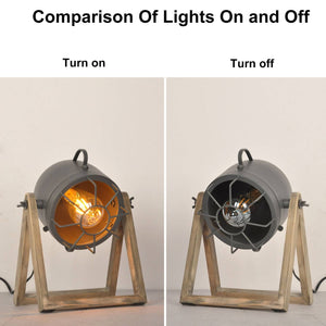 Lámpara de mesa de madera vintage "TACHICOM" E27 (15)