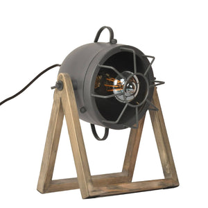 Lámpara de mesa de madera vintage "TACHICOM" E27 (16)