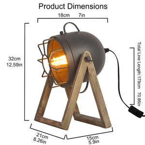 Lámpara de mesa de madera vintage "TACHICOM" E27 (20)