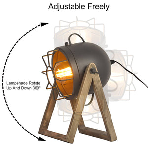 Lámpara de mesa de madera vintage "TACHICOM" E27 (21)