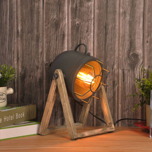 Lámpara de mesa de madera vintage "TACHICOM" E27 (22)