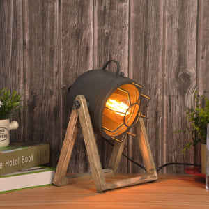 Lámpara de mesa de madera vintage "TACHICOM" E27 - Barcelona Led-Decoración