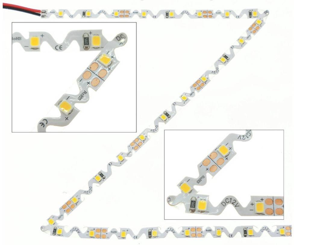 Tira de LED 12V-DC 30W 6mm Zig Zag IP20 (SMD2835 60ch/m) Rollo 5 metros - Barcelona Led-