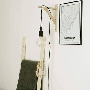 Aplique de pared nórdico "YOJO" -Escuadra de madera y colgante de silicona (4)