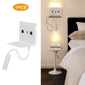 Aplique de pared LED para lectura "SLANGE" 3W + 6W orientable y base de carga USB - Barcelona Led-Decoración