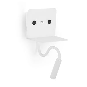 Aplique de pared LED para lectura "SLANGE" 3W + 6W orientable y base de carga USB (4)