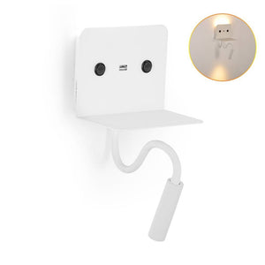 Aplique de pared LED para lectura "SLANGE" 3W + 6W orientable y base de carga USB (9)