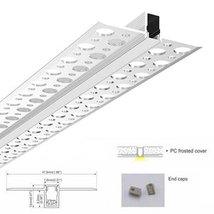 Perfil tira LED integración / trimless - 8x12mm - Con difusor - 2 metros