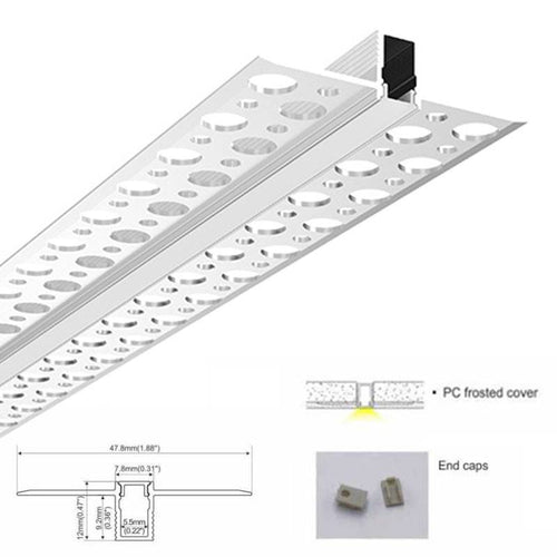 LED strip profile integration / trimless - 8x12mm - With diffuser - 2 meters