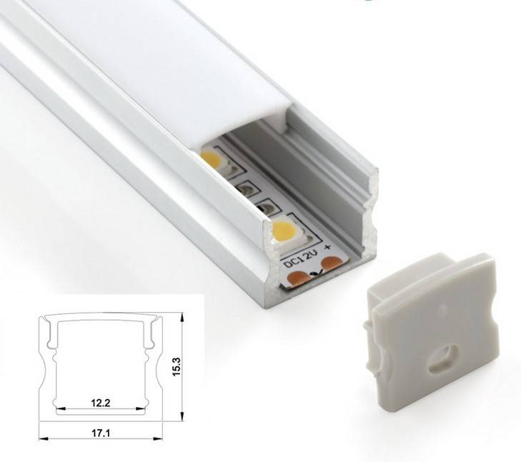 Perfil de aluminio para tira LED superficie - 17x15mm - 2 metros (1)