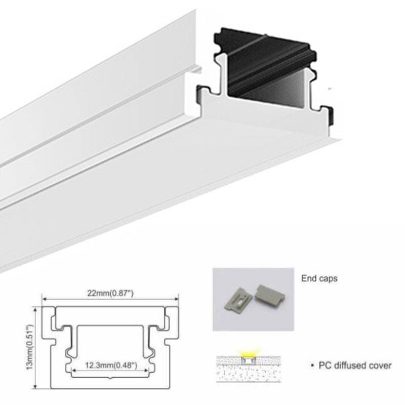Perfil para tira LED para empotrar en Suelo 22x13mm (2m)