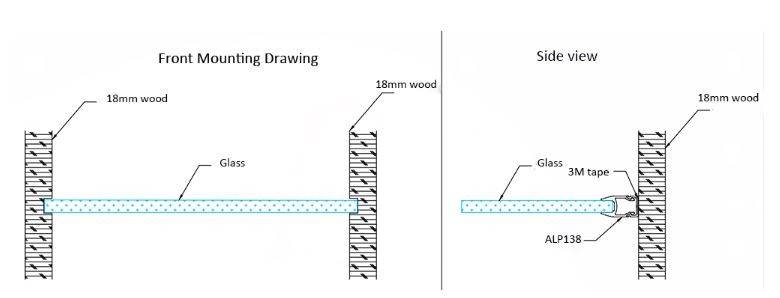 Perfil tira LED para cristal y estante - 25x14mm - 2metros (1)