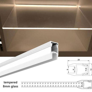 Perfil tira LED para cristal y estante - 25x14mm - 2metros (2)