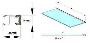 Perfil tira LED para cristal y estante - 25x14mm - 2metros - Barcelona Led-