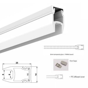 Tapa para perfil de Aluminio 25X14mm para tiras LED - Barcelona Led-Accesorios