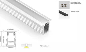 Perfil de aluminio empotrable para tira LED - 13x12mm - Tiras LED ≤5mm - 2 metros (5)
