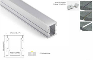Perfil de aluminio para tira LED empotrable en suelo 21x26mm IP54 (2metros) - Barcelona Led-
