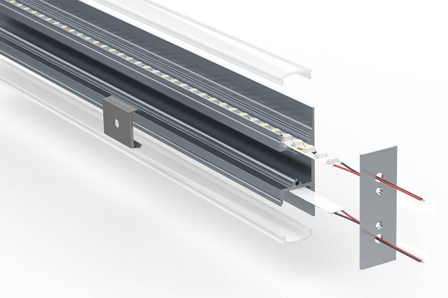 Perfil de aluminio para tira LED superficie - Bañador arriba/abajo - 18x49mm - 2 metros (1)