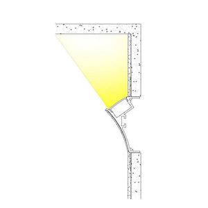 Perfil tira LED integración / trimless esquina - 96 x 35mm - Con difusor - 2 metros (2)