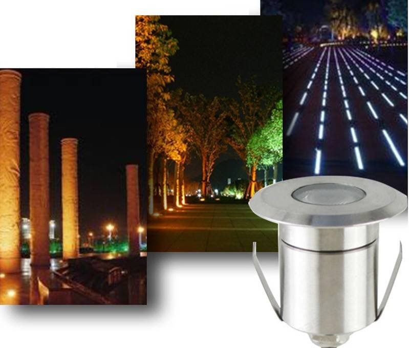 Foco LED RGB empotrable en suelo 3W 12V-DC IP67 (1)