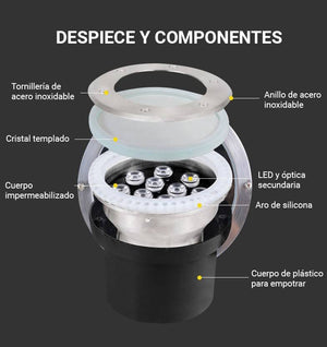 Foco LED Empotrable en suelo 18W 12V-DC IP67 Blanco cálido 3000K (6)
