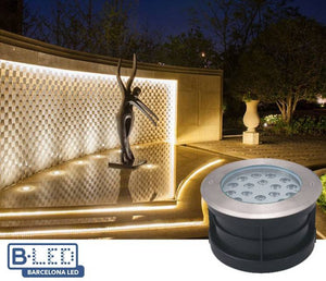 Foco LED Empotrable en suelo 18W 12V-DC IP67 Blanco cálido 3000K - Barcelona Led-