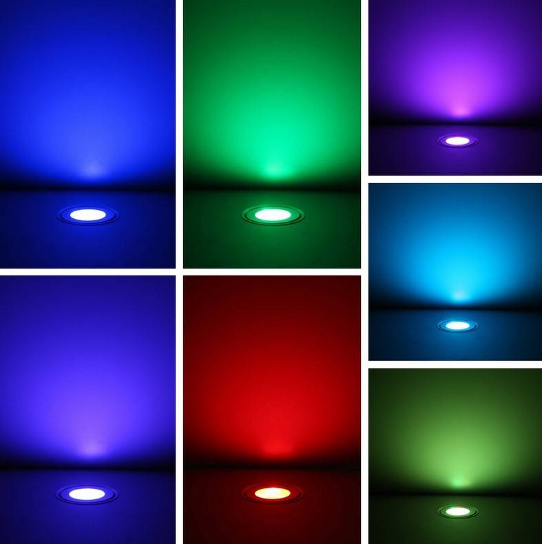 Kit 6 focos LED RGB empotrables en suelo Ø58x9mm 0,5W 12V-DC IP67 (2)