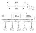 Kit 6 recessed LED spotlights Ø58x9mm 0,5W 12V-DC IP67 2