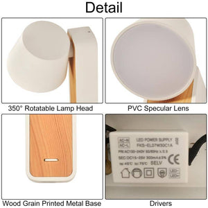 Aplique LED para Dormitorio de Madera rotatorio "KOPPEN" 6W 2700K - Barcelona Led-Decoración