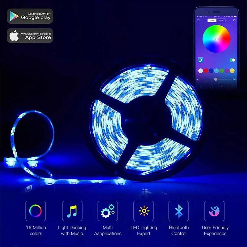 Tira LED inteligente IC RGB 12V DC - 14,4 W/m - IP65 - 60 LED/m - Ancho 10mm - 5 metros (1)