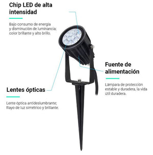 Foco de jardín con pincho LED 6W RGB+CCT | Mi Light - Barcelona Led-
