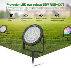 Proyector LED de jardín con pincho 15W RGB+CCT control RF/WiFi | Mi Light (14)