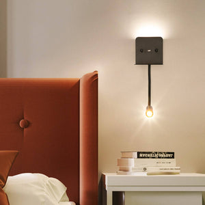 Aplique de pared LED para lectura "SLANGE" 3W + 6W orientable y base de carga USB - Barcelona Led-Decoración