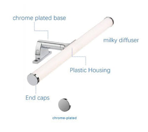 Aplique de baño tubular opal - 3 tipos de fijación - 6W - 540Lm - IP44 - 40cm (2)