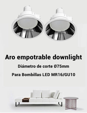 Aro empotrable Ø75mm MR16, GU10 bajo UGR (19)